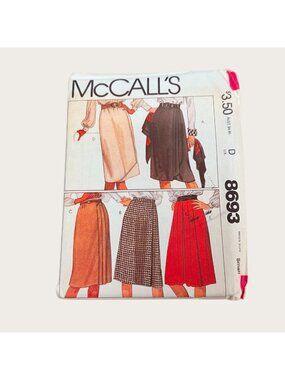 Vintage 1980s McCalls Sewing Pattern 8693 Misses Skirt Size Small Uncut